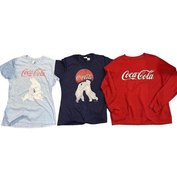 Other - Coca Cola Graphic Shirt Lot Mens M Polar Bear Tees & Logo Sweatshirt Bundle